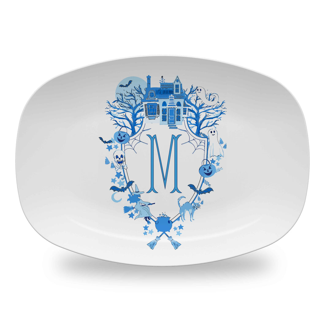 Halloween Crest, Blue, Personalized Melamine Platter