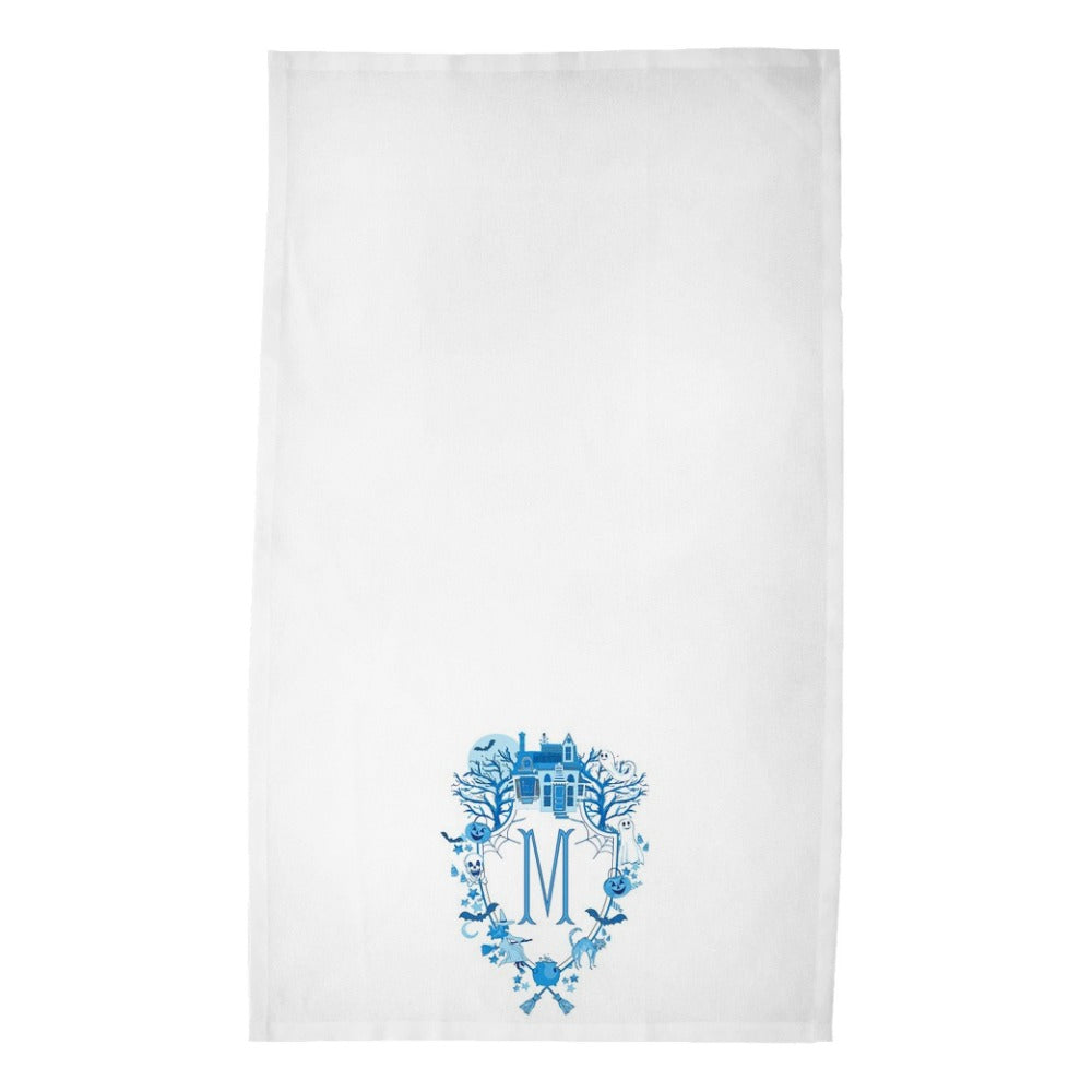 Halloween Crest Personalized Poly Twill Tea Towels, Set of 2, Blue