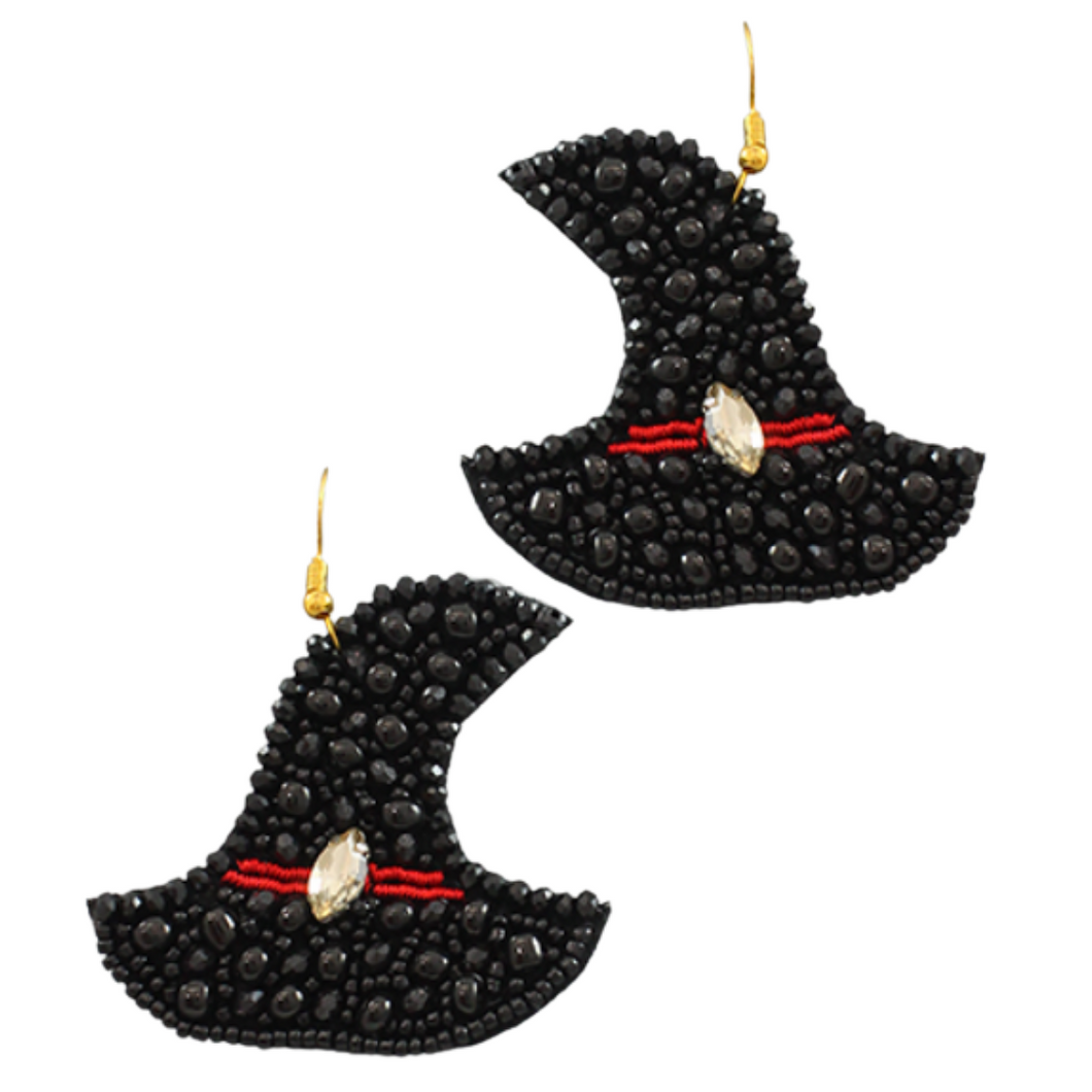Witch's Hat Beaded Statement Earrings