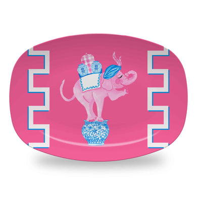 Trunk of Lovin' Elephant Valentine's Melamine Platter, Pink