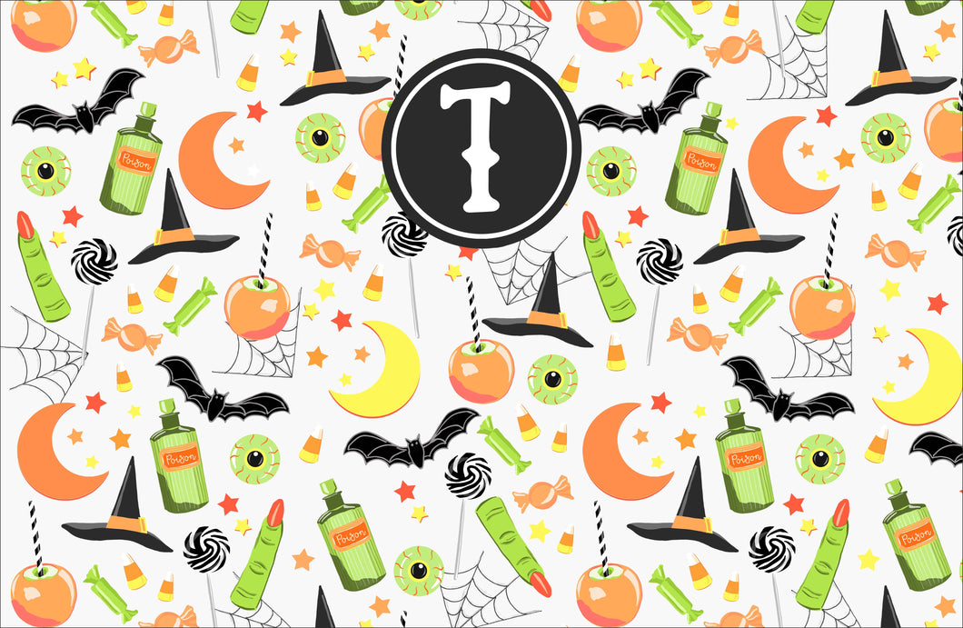 Happy Haunts Halloween Personalized Paper Tear-away Placemat Pad, Classic