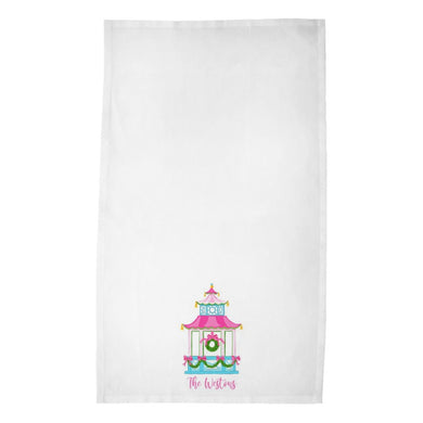 Holiday Pagoda Personalized Poly Twill Tea Towels, Set of 2