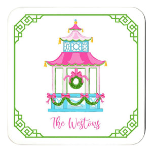 Holiday Pagoda Cork Backed Coasters - Set of 4