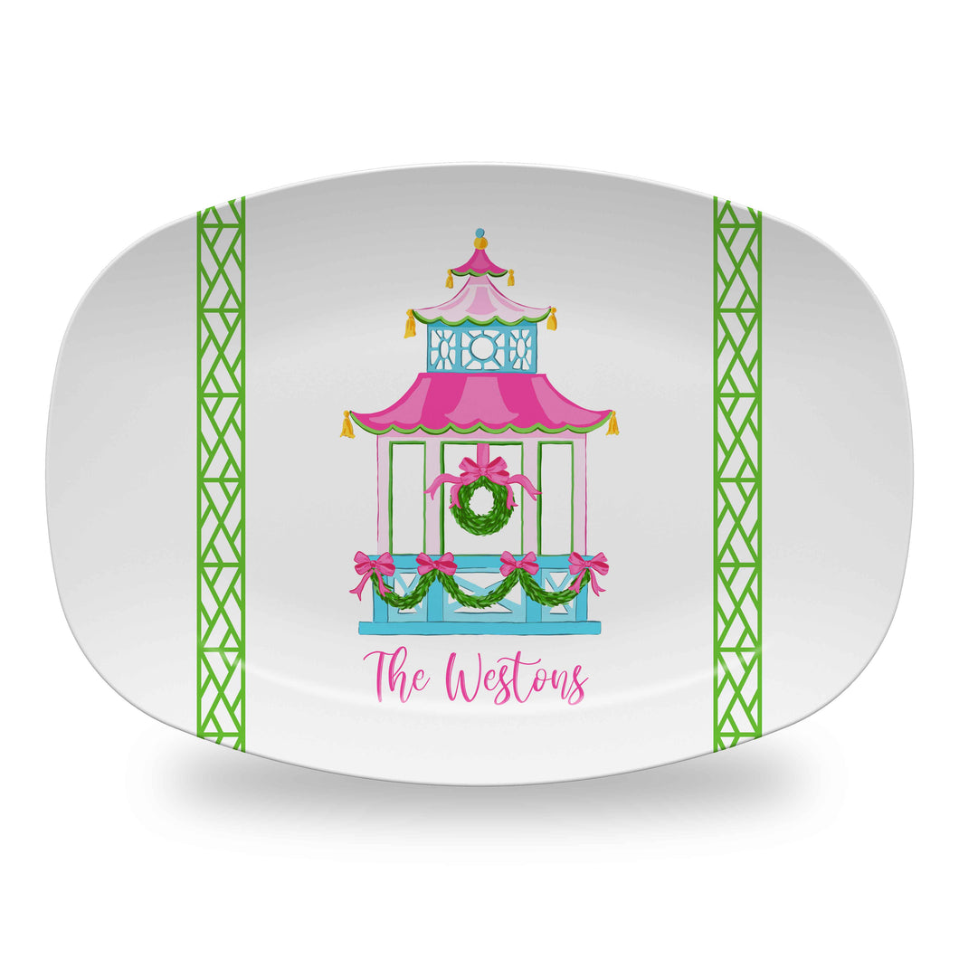 Holiday Pagoda Personalized Melamine Platter