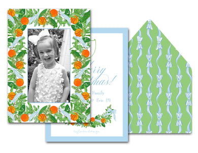 Holiday Citrus & Spice Personalized Photo Holiday Card, 5.5