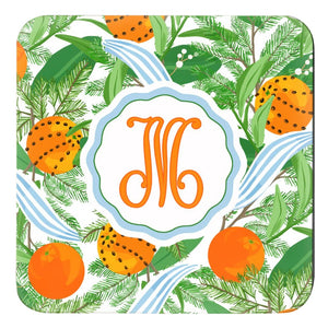 Holiday Citrus & Spice Personalized 4"x 4" Paper Coasters