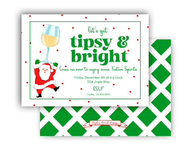 Tipsy & Bright Holiday Invitation White Wine
