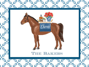 Cheers to Race Day with Horse Bit Trellis Border Personalized Derby Gift Sticker Label, Set of 24