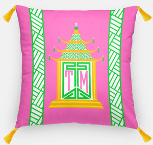 Royal Pagoda Personalized Pillow, Tourmaline,18"x18" or 20"x20"