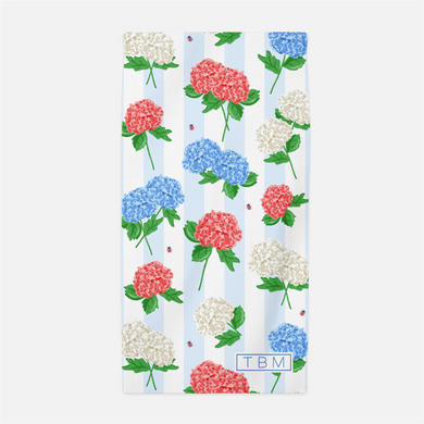 Hydrangea Blooms Personalized Beach Towel