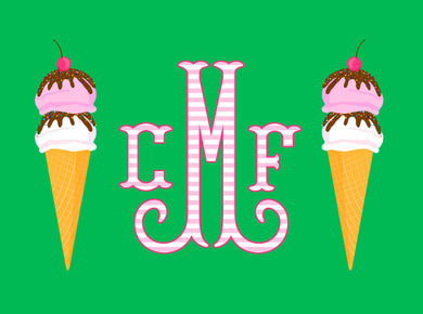Ice Cream Personalized Folded Note Cards
