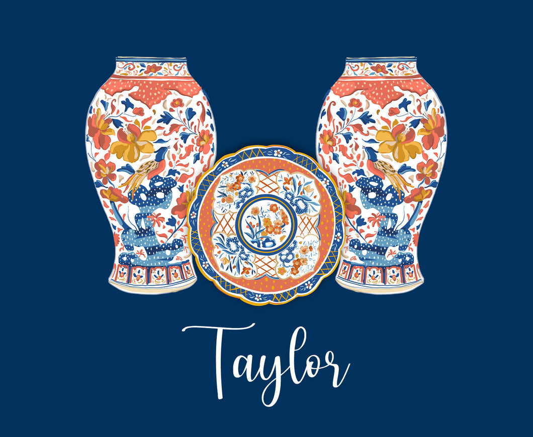 Imari Personalized Folded Note Cards