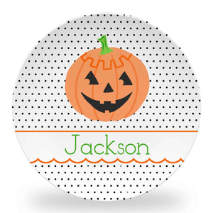 Jack-o-Lantern Personalized 10" Dia. Single Halloween Melamine Plate