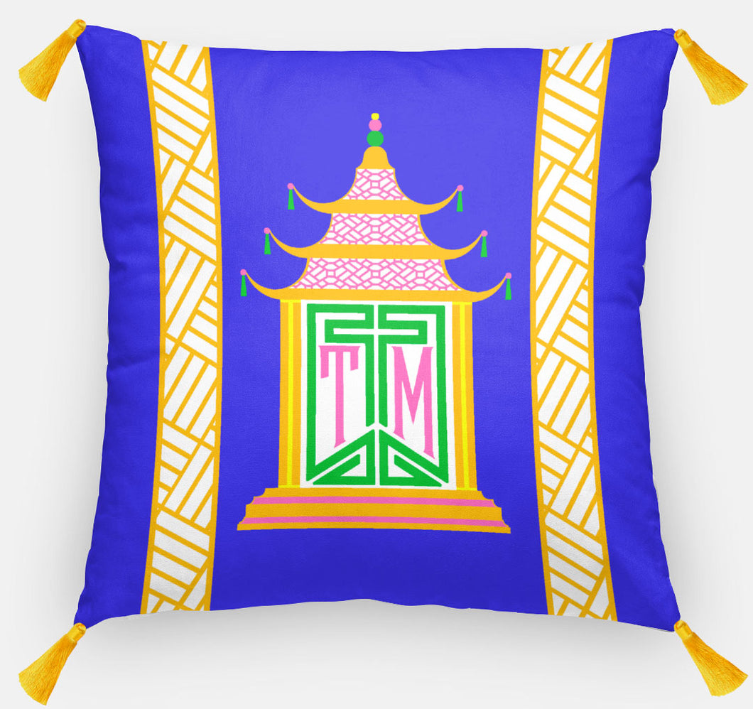 Royal Pagoda Personalized Pillow, Lapis,18