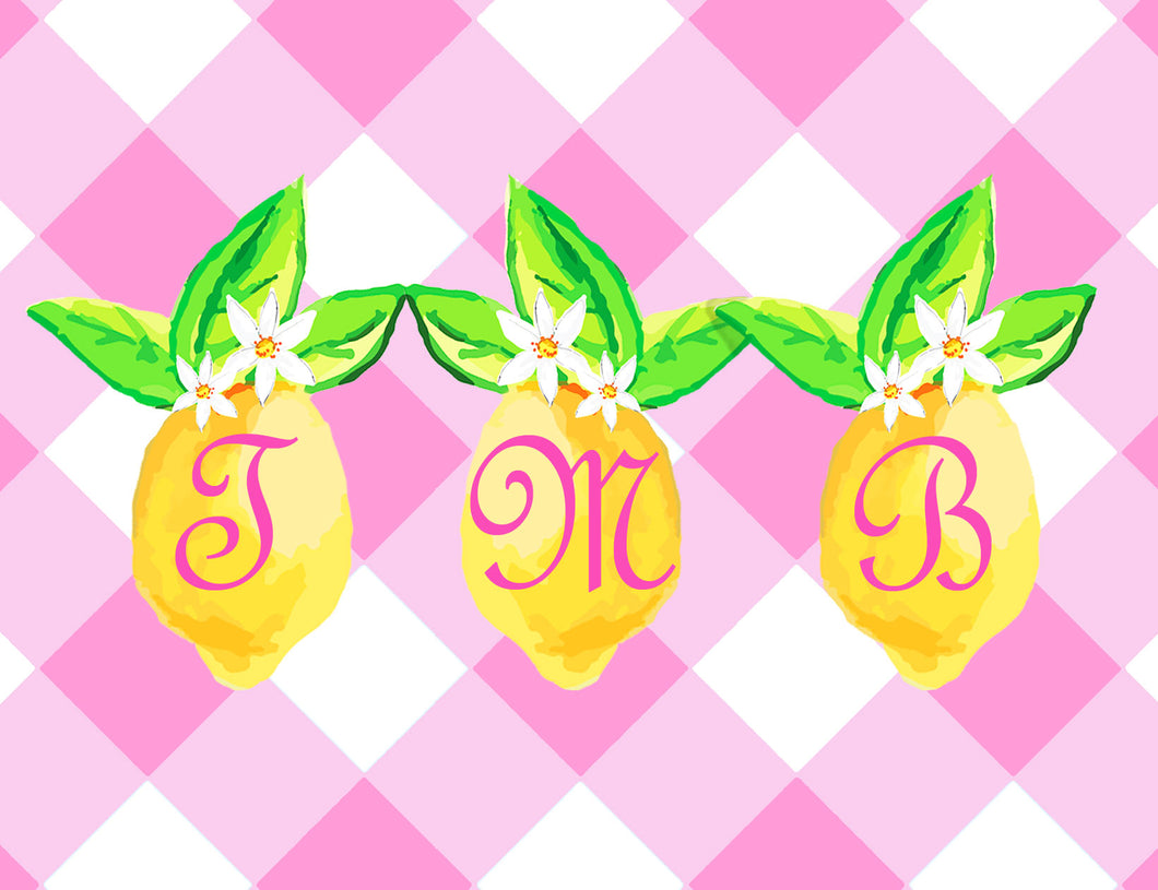 Lovely Lemon, Pink Lemonade, Personalized Folded Note Cards