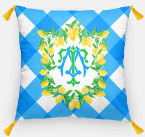 Lemon Crest Personalized Pillow, Picnic in the Grove, 18"x18" or 20"x20"