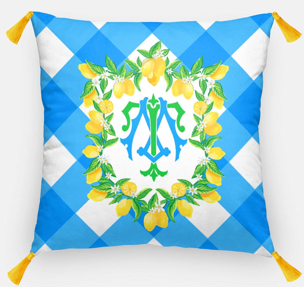 Lemon Crest Personalized Pillow, Picnic in the Grove, 18