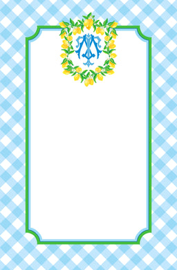 Lemon Crest Personalized Notepad, Blue Skies, Multiple Sizes Available