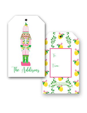 Lemon Nutcracker, Peppermint, Personalized Christmas Hang Tags