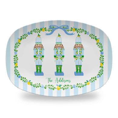 Lemon Nutcracker Personalized Melamine Platter, Winter Ice