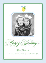 Load image into Gallery viewer, Ribbons &amp; Lemons Personalized Photo Holiday Card, 5&quot; x 7&quot; A7 Size, Blue