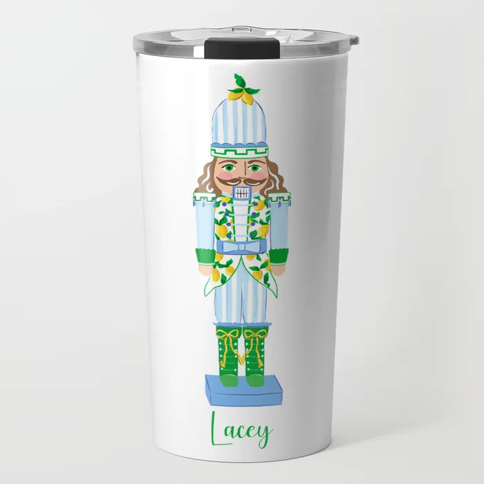 Lemon Nutcracker Personalized Travel Tumbler, Winter Ice