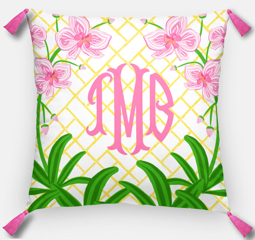 Pink Orchid Personalized Pillow