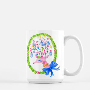 Merry and Blue & White Holiday Porcelain Mug