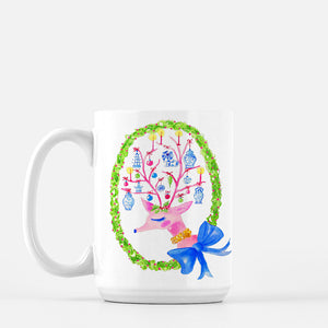 Merry and Blue & White Holiday Porcelain Mug