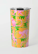 Load image into Gallery viewer, Monkey Trapeze Trellis, Tangerine, Stainless Steel Travel Tumbler