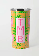 Load image into Gallery viewer, Monkey Trapeze Trellis, Tangerine, Stainless Steel Travel Tumbler