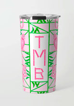 Load image into Gallery viewer, Monkey Trapeze Trellis, Jungle, Stainless Steel Travel Tumbler