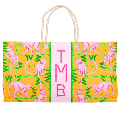 Monkey Trapeze Trellis Tote Bag, Tangerine