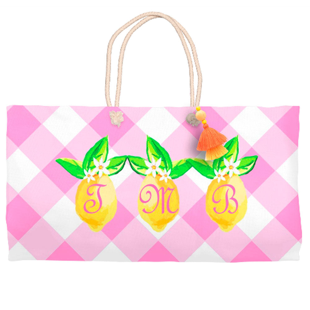 Lovely Lemon Tote Bag, Pink Lemonade