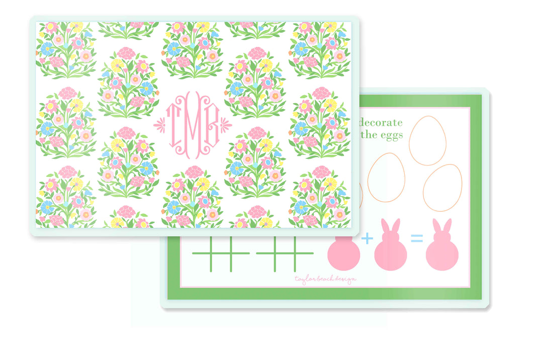 Mughal Bouquet Children's Personalized Laminated Easter Placemat