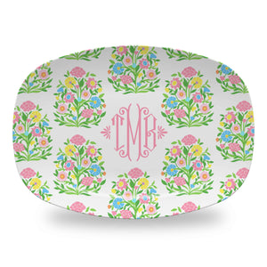 Mughal Bouquet Personalized Melamine Platter