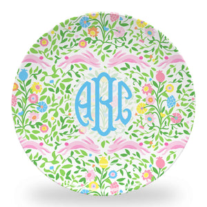 Mughal Bouquet Stripe Set of (4) Personalized Easter 10" Dia. Melamine Plates