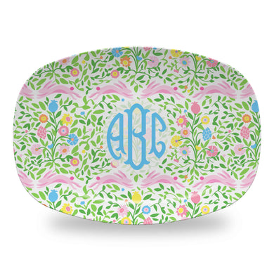 Mughal Bouquet Stripe Personalized Easter Melamine Platter