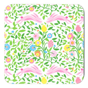 Mughal Bouquet Stripe 4"x 4" Easter Paper Coasters