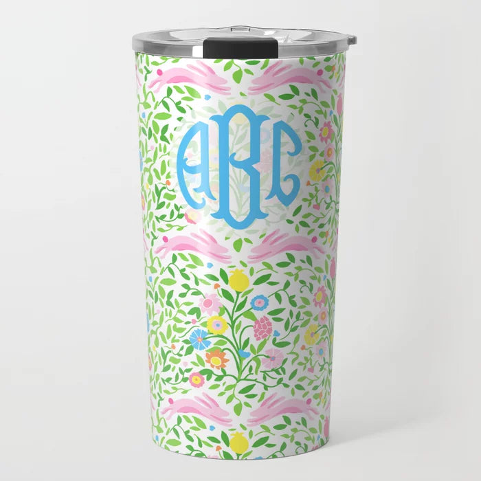 Mughal Bouquet Stripe Personalized Easter Travel Tumbler