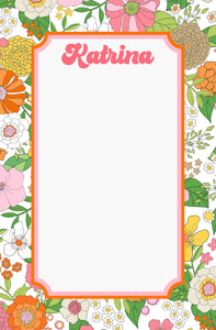 Groovy Blooms, Marshmallow Personalized Notepad, Multiple Sizes Available