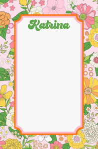 Groovy Blooms, Taffy Personalized Notepad, Multiple Sizes Available