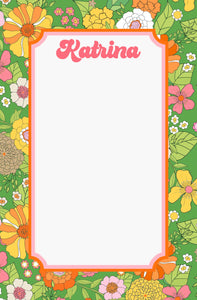 Groovy Blooms, Kelly Personalized Notepad, Multiple Sizes Available