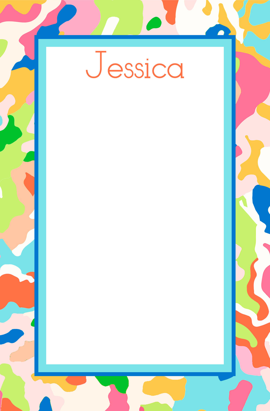 Confetti Camo Personalized Notepad, Multiple Sizes Available