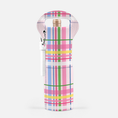 Nutcracker Plaid Wine Carrier with Cork Screw