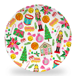 Oh What Fun Christmas Collage Set of (4) 10" Dia. Melamine Plates