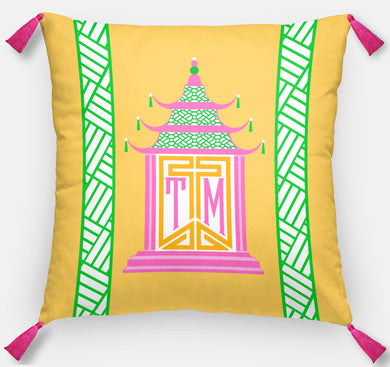 Royal Pagoda Personalized Pillow, Topaz, 18