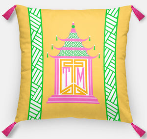 Royal Pagoda Personalized Pillow, Topaz, 18"x18" or 20"x20"