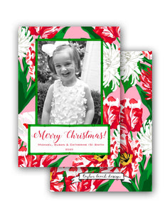 Peppermint Posies Personalized Photo Holiday Card, 5" x 7" A7 Size