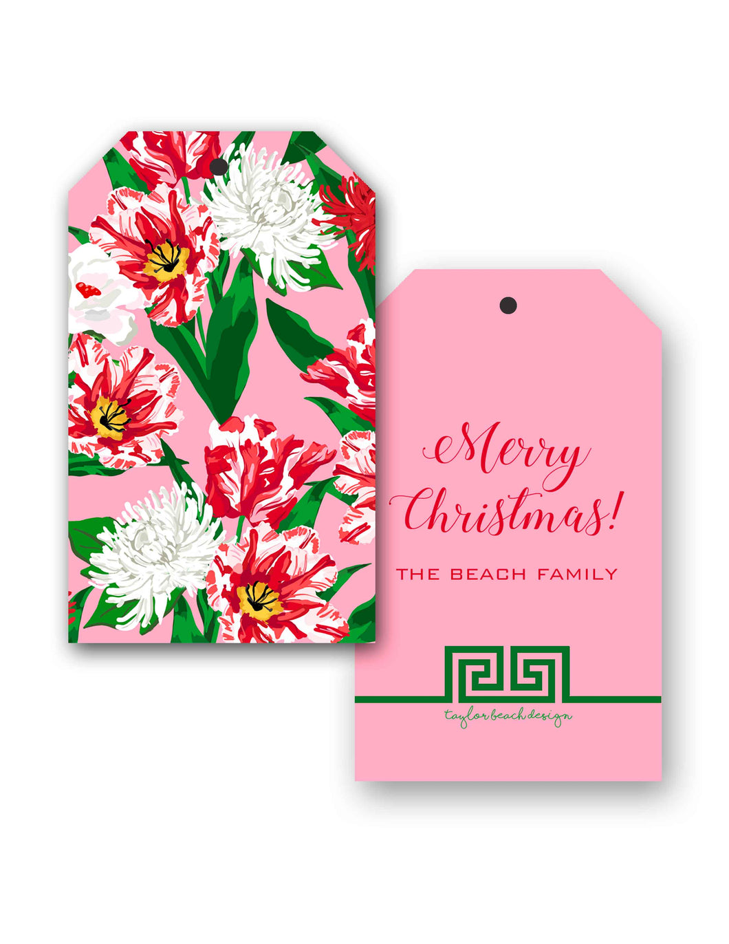 Peppermint Posies Personalized Christmas Hang Tags